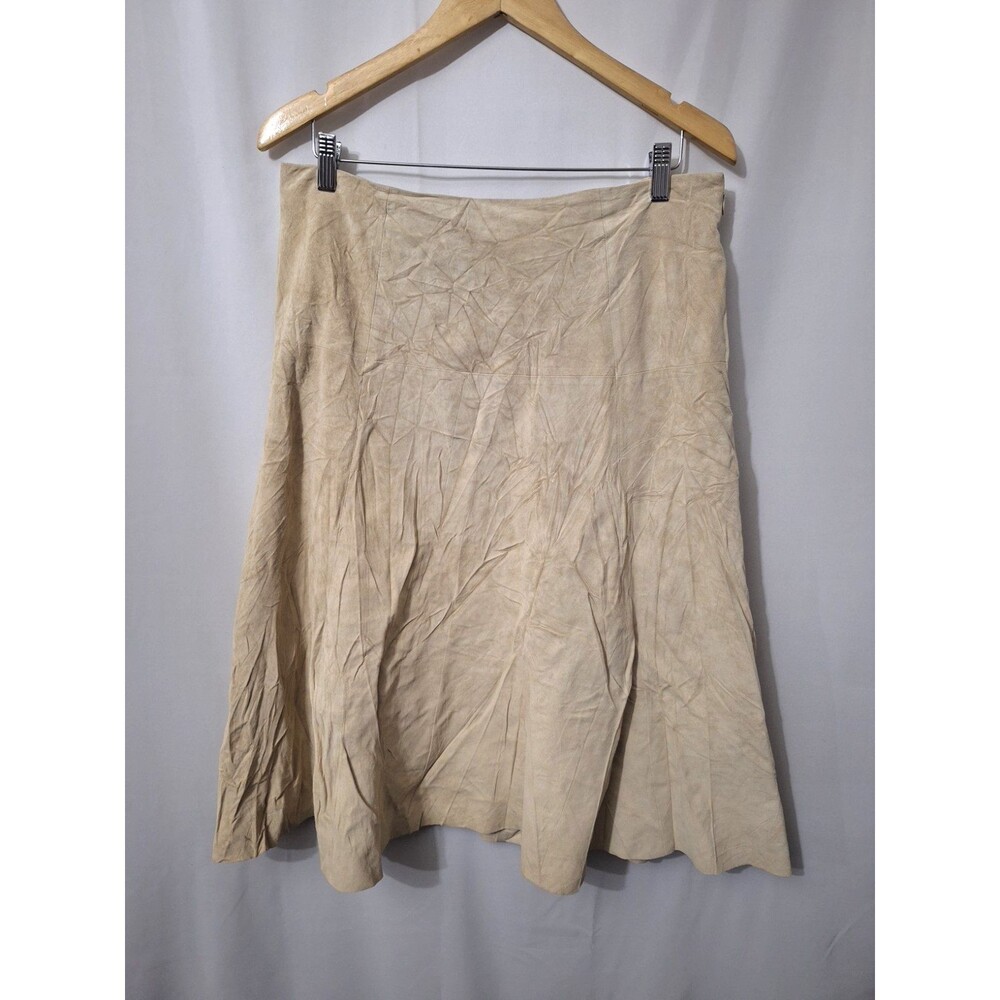 Vintage Eddie Bauer Seattle Suede Leather Circle Skirt Sz 12 Tan Western Cowgirl